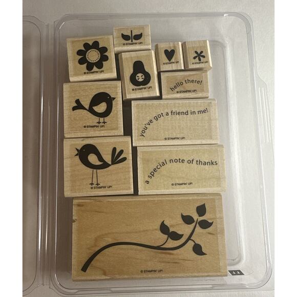 Stampin Up CHEAP TALK Wood Stamp Set Of 11 you've got a friend in me hello there - Picture 1 of 4